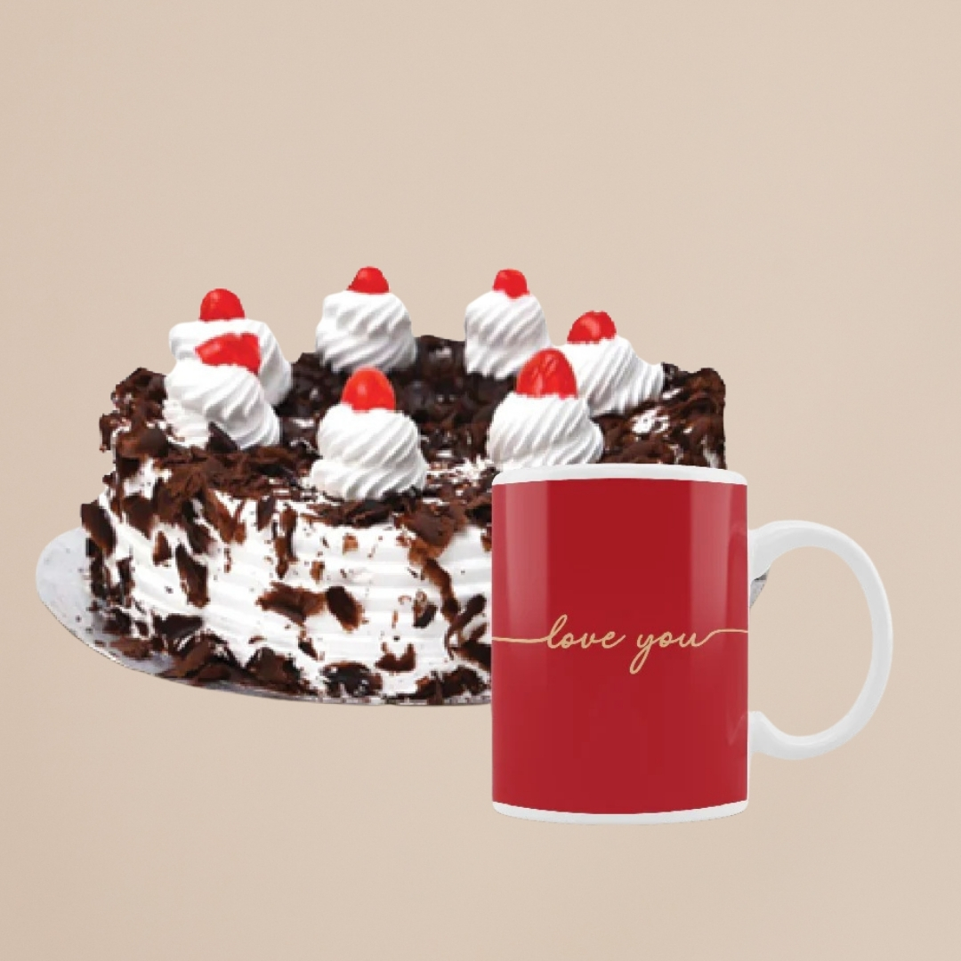 Mug & Black Forest Cake (2lbs)